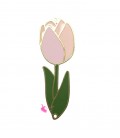 Ciondolo Connettore Tulipano 14x40 mm Oro Opaco Smaltato Rosa e Verde
