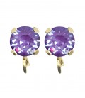 Base Orecchini a Perno con Chaton SW Purple Ignite SS39 8 mm colore Oro