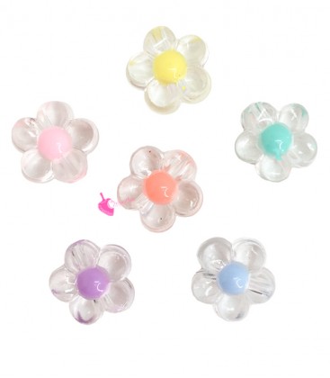 Perle Fiore 13x12 mm (foro 2,9 mm) Acrilico Trasparenti Pastello (50 pezzi)