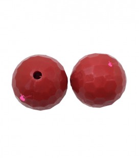 Perla Tonda Sfaccettata Resina 16 mm (foro 2,3 mm) Rosso