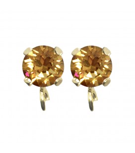 Base Orecchini a Perno con Chaton SW Golden Topaz SS39 8 mm colore Oro