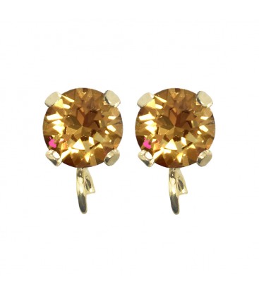 Base Orecchini a Perno con Chaton SW Golden Topaz SS39 8 mm colore Oro