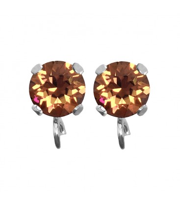 Base Orecchini a Perno con Chaton SW Light Amber SS39 8 mm colore Acciaio