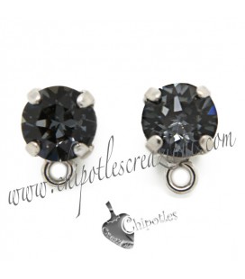 Base Orecchini a Perno con Swarovski SS39 Crystal Silver Night (Grigio Scuro)