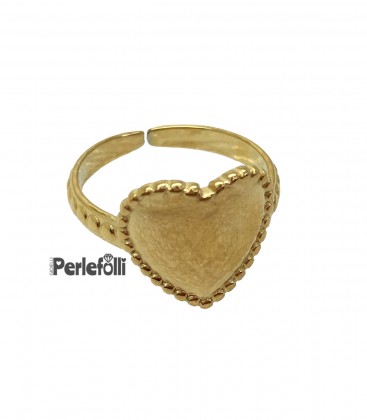 Anello Cuore Acciaio Inox Oro