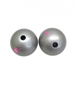 Perla Tonda Resina 20 mm (foro 3 mm) Argento Metal