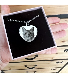 Collana Personalizzata Cuore Foto Gatto con Incisione Nome