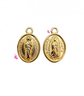 Ciondolo Medaglia Figura Sacra 11x17 mm Zama Placcato Oro 24K