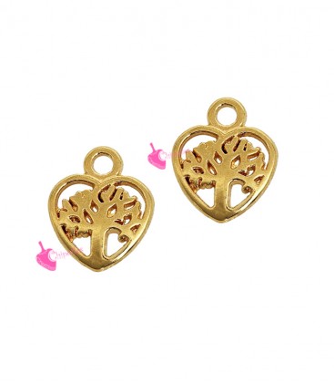 Ciondolo Cuore Albero della Vita 10x12 mm Zama Placcato Oro 24K