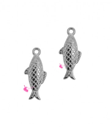 Ciondolo Pesce 9x20 mm Zama Placcato Argento 999