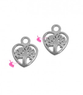 Ciondolo Cuore Albero della Vita 10x12 mm Zama Placcato Argento 999