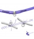 Chiusura Connettore Spinetta Liscia con Anellino per Cordoncino Forato 4 mm color Argento