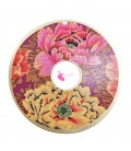 Ciondolo Disco 60 mm Oro Opaco Fiori Rosa e Arancio