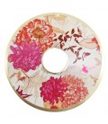 Ciondolo Disco 60 mm Oro Opaco Fiori Rosa e Bianchi