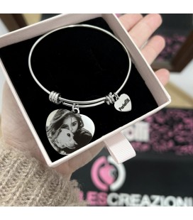 Bracciale Rigido con Incisione Personalizzata Foto e Nome