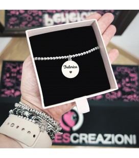 Bracciale Incisione Nome con Cuoricino Catena Palline
