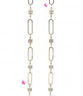 Catena Ovale con Zirconi Quadrati Bianchi Ottone Placcato Oro 18K (50 cm)