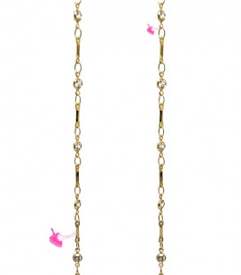 Catena Barrette con Strass Bianchi Ottone Placcato Oro 18K (50 cm)