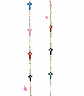 Catena Croci Smaltate con Occhio Turco17x7 mm Oro Opaco (10 cm)