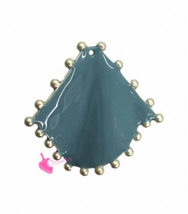 Ciondolo Rombo Smaltato 26x26 mm Azzurro e Oro Opaco