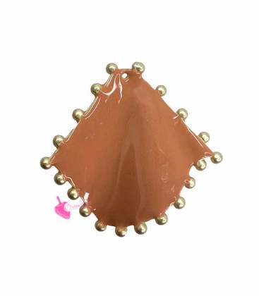 Ciondolo Rombo Smaltato 26x26 mm Ocra e Oro Opaco