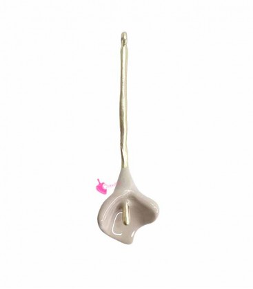 Ciondolo Calla 40x10 mm Beige e Oro Opaco