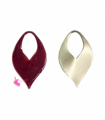 Ciondolo Smaltato Rosso Bordò 20x12 mm Oro Opaco