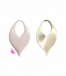 Ciondolo Smaltato Beige 20x12 mm Oro Opaco