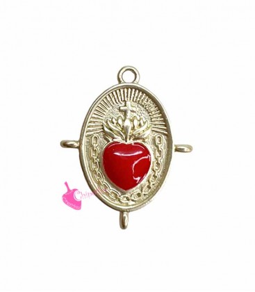 Ciondolo Connettore Cuore Sacro 22x17 mm Oro Opaco