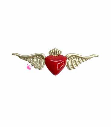 Connettore Cuore Sacro con Ali 33x10 mm Oro Opaco