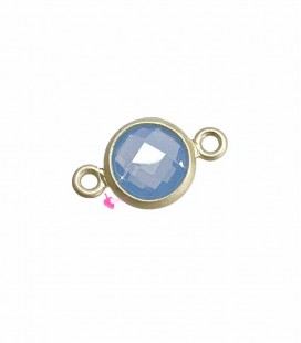 Connettore 12x7 mm con Cristallo Azzurro 5 mm Oro Opaco