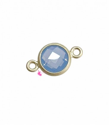 Connettore 12x7 mm con Cristallo Azzurro 5 mm Oro Opaco