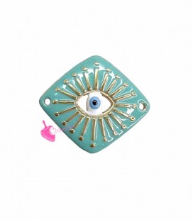 Connettore Rombo Turchese con Occhio Turco 18x16 mm Acciaio Inox