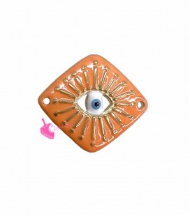 Connettore Rombo Turchese con Occhio Turco 18x16 mm Acciaio Inox