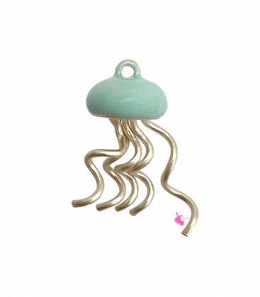 Ciondolo Medusa 10x20 mm Turchese e Oro Opaco