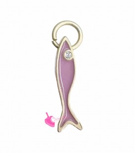 Ciondolo Pesce Smaltato 15x3 mm Lilla e Oro Opaco