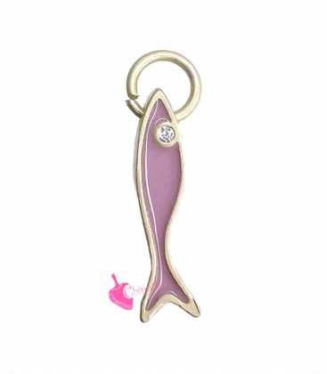 Ciondolo Pesce Smaltato 15x3 mm Lilla e Oro Opaco