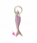 Ciondolo Pesce Smaltato 15x3 mm Lilla e Oro Opaco