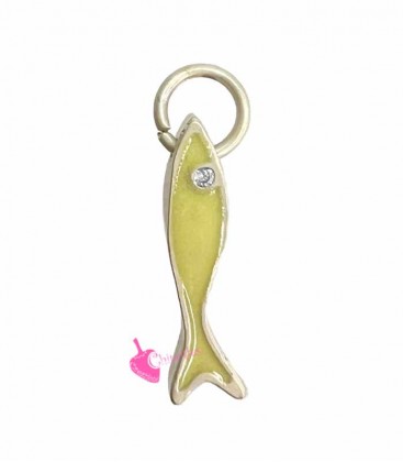 Ciondolo Pesce Smaltato 15x3 mm Giallo e Oro Opaco