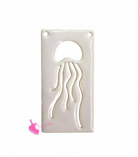 Ciondolo Rettangolo con Medusa 30x15 mm Beige e Oro Opaco