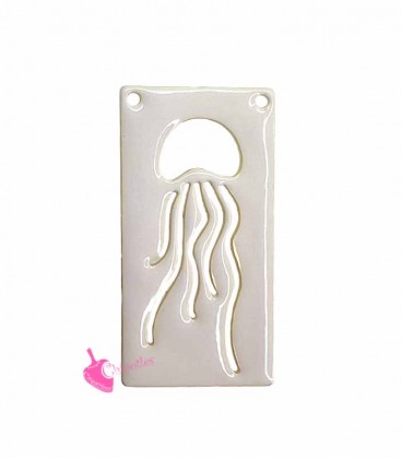 Ciondolo Rettangolo con Medusa 30x15 mm Beige e Oro Opaco