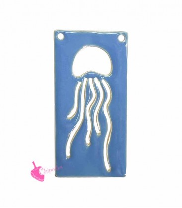 Ciondolo Rettangolo con Medusa 30x15 mm Azzurro e Oro Opaco
