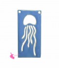 Ciondolo Rettangolo con Medusa 30x15 mm Azzurro e Oro Opaco
