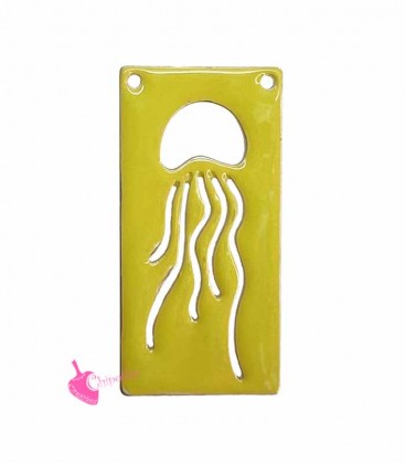 Ciondolo Rettangolo con Medusa 30x15 mm Giallo e Oro Opaco