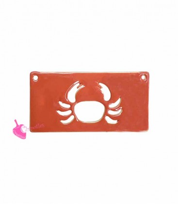 Ciondolo Rettangolo con Granchio 30x15 mm Arancio e Oro Opaco