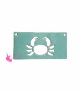 Ciondolo Rettangolo con Granchio 30x15 mm Turchese e Oro Opaco