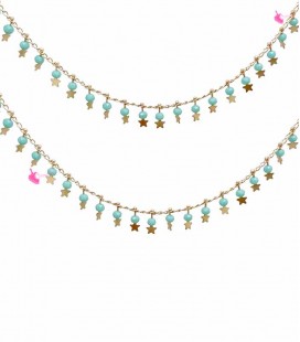 Catena Rondelle Turchesi con Stelline Oro Opaco (10 cm)