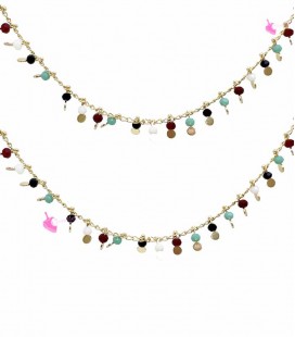 Catena Rondelle Multicolor con Dischi 3 mm Oro (10 cm)