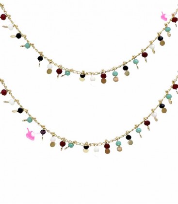 Catena Rondelle Multicolor con Dischi 3 mm Oro (10 cm)