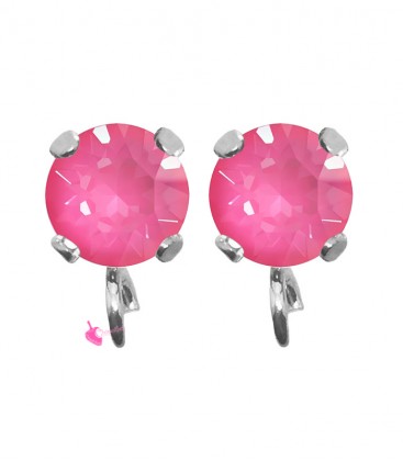 Base Orecchini a Perno con Chaton SW Electric Pink Ignite SS39 8 mm colore Acciaio